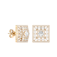 Square Cluster Diamond Stud Earrings