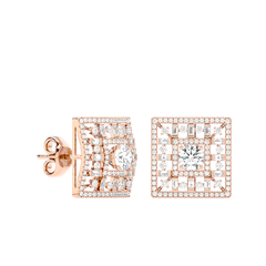 Square Cluster Diamond Stud Earrings