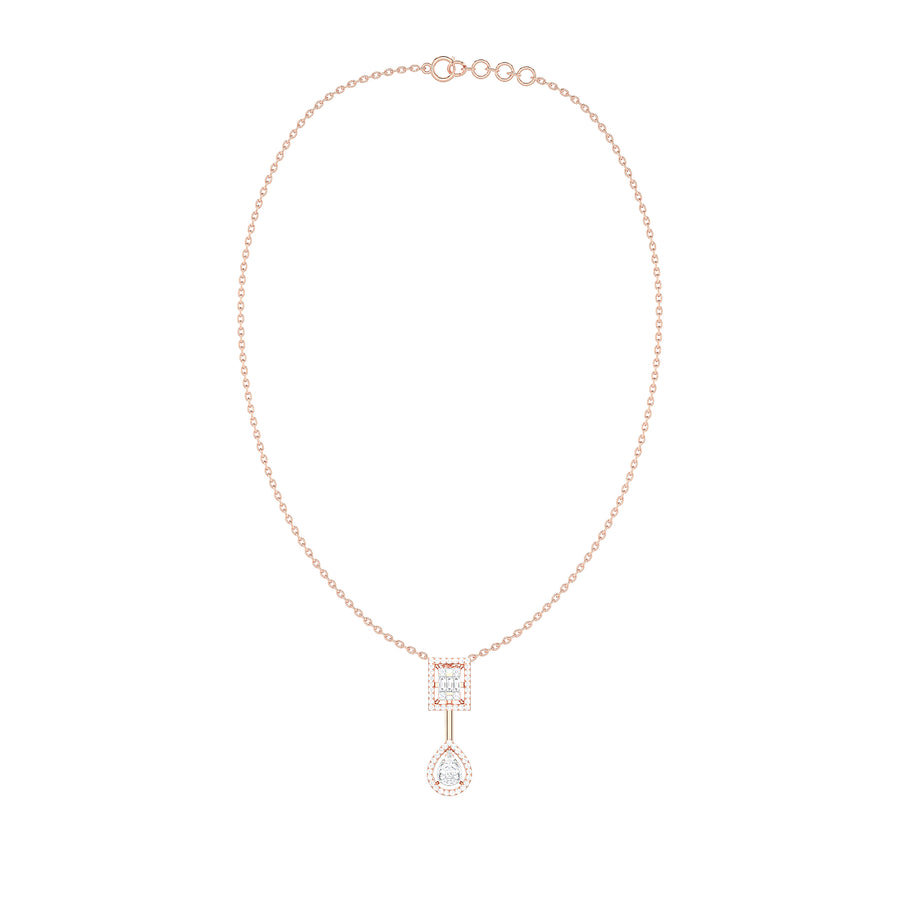 Gold Diamond Geometric Pear Drop Pendant Necklace for Women