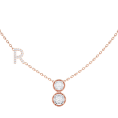Initial "R" Double Halo Diamond Necklace