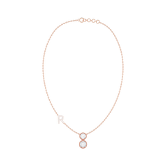 Initial "R" Double Halo Diamond Necklace