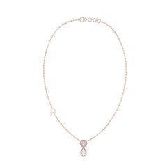 Initial "R" Round & Pear Diamond Necklace