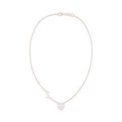 Initial "S" Heart-Shaped Halo Diamond Necklace