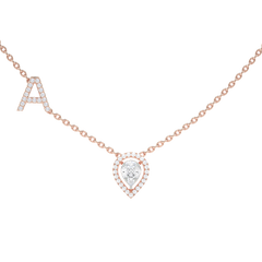 Initial "A" Pear-Shaped Halo Diamond Necklace