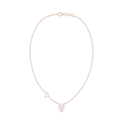 Initial "A" Pear-Shaped Halo Diamond Necklace