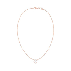 Oval Halo Diamond Necklace with Bezel Accents