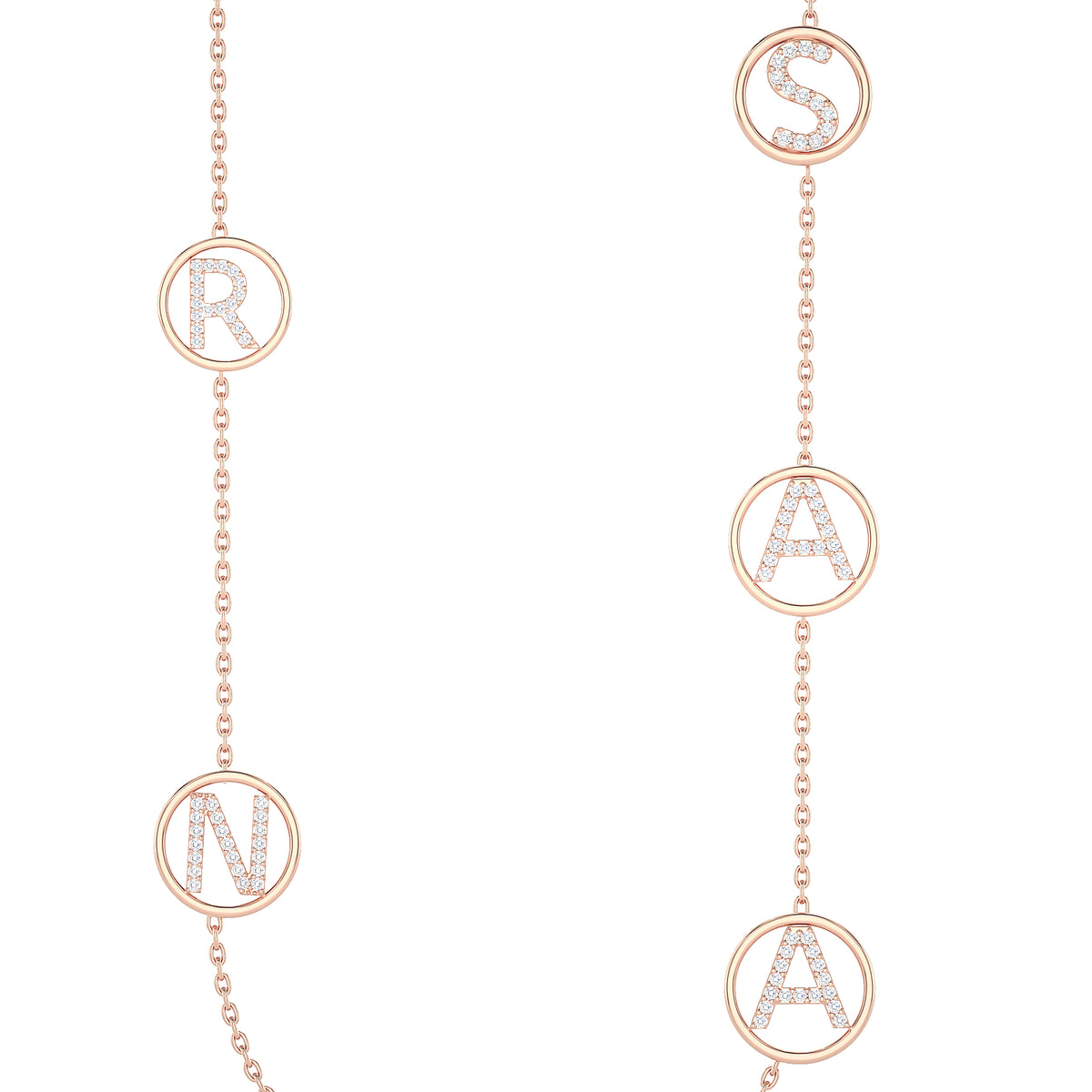 Multi-Initial Circle Charm Bracelet ("R", "N", "S", "A")