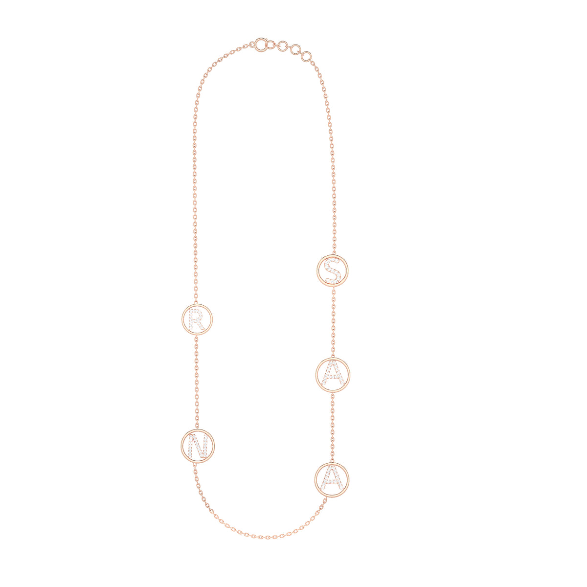 Multi-Initial Circle Charm Bracelet ("R", "N", "S", "A")