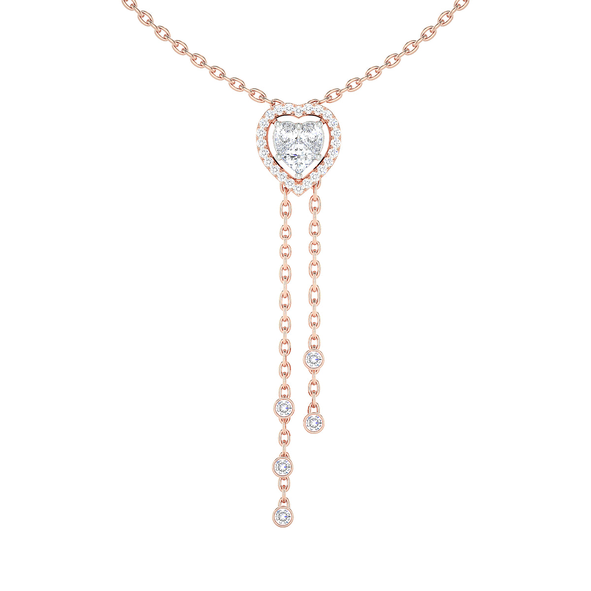 Heart Halo Diamond Lariat Necklace