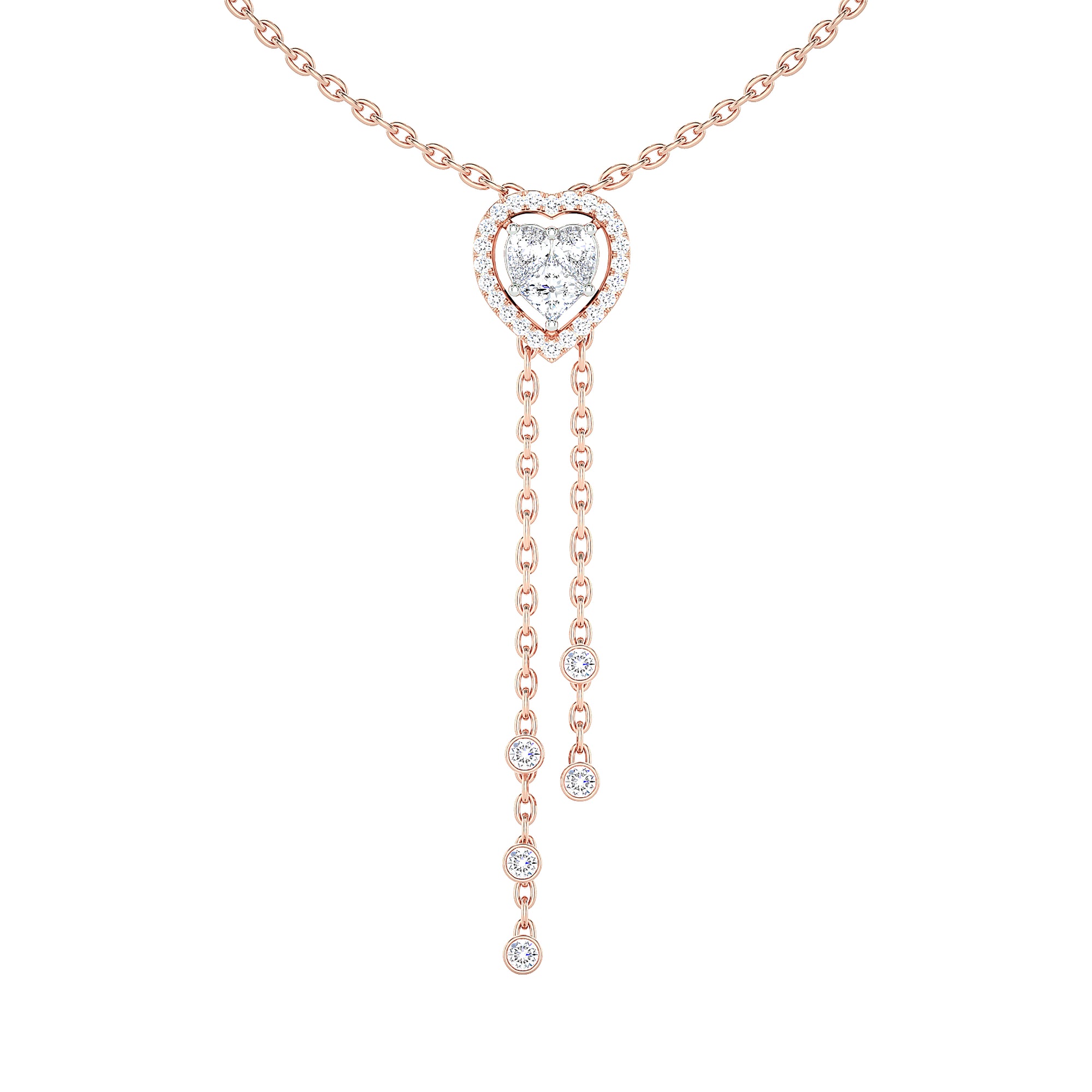 Heart Halo Diamond Lariat Necklace