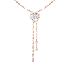 Heart Halo Diamond Lariat Necklace
