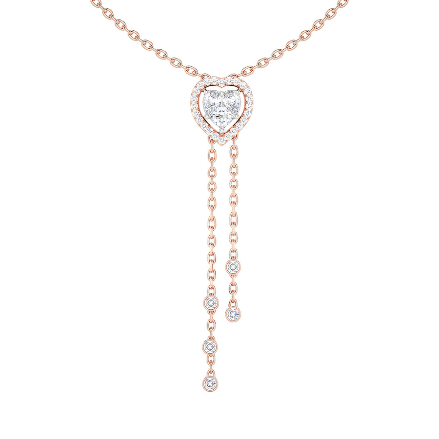 Heart Halo Diamond Lariat Necklace
