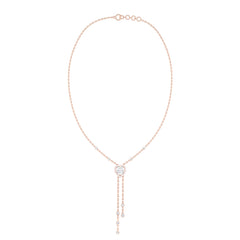 Heart Halo Diamond Lariat Necklace
