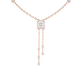 Baguette Diamond Rectangle Halo Lariat Necklace