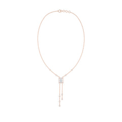 Baguette Diamond Rectangle Halo Lariat Necklace