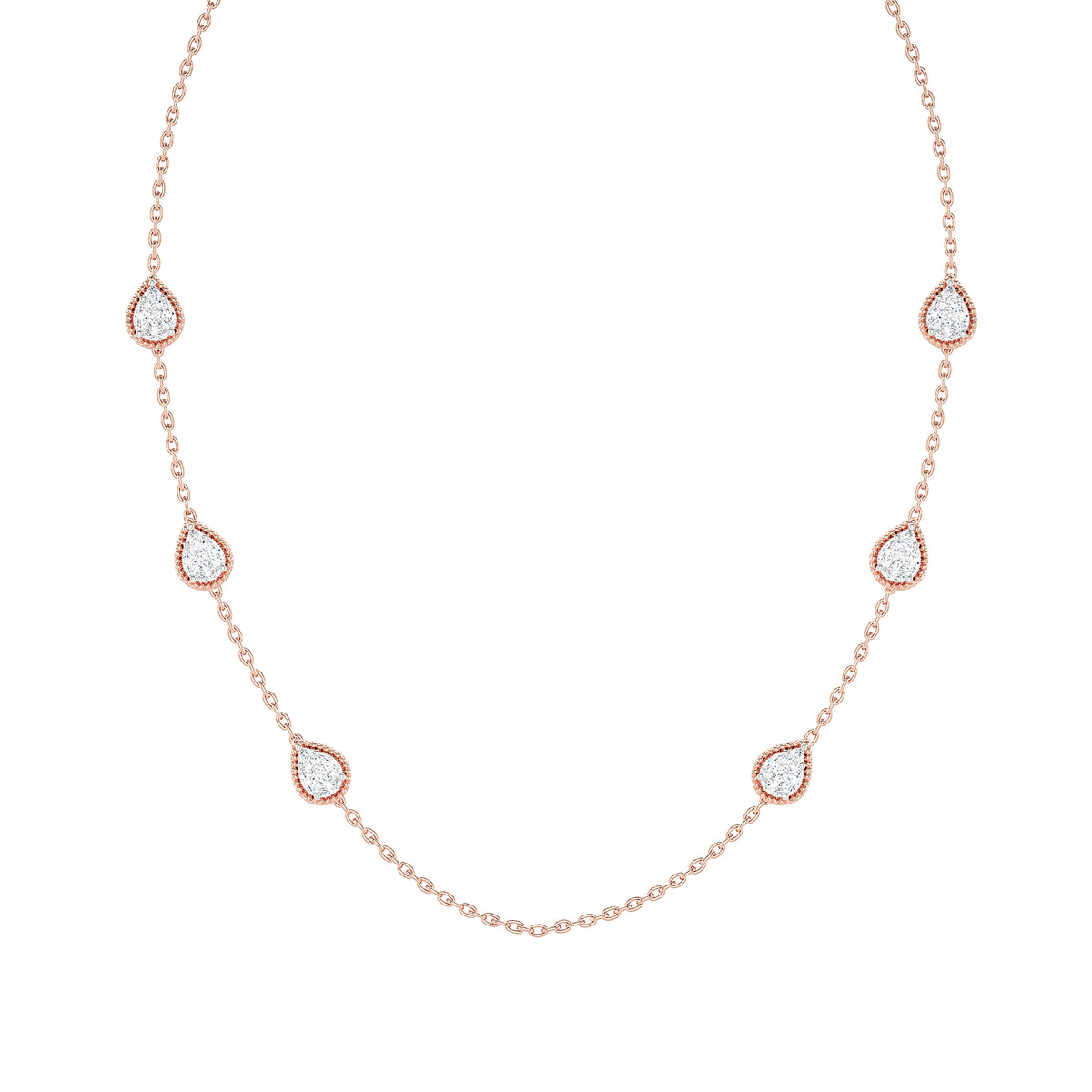 Pear Diamond Station Necklace