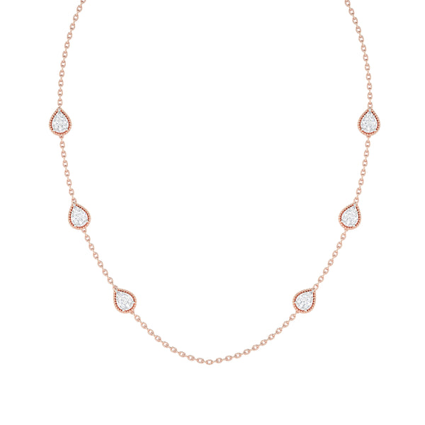 Pear Diamond Station Necklace