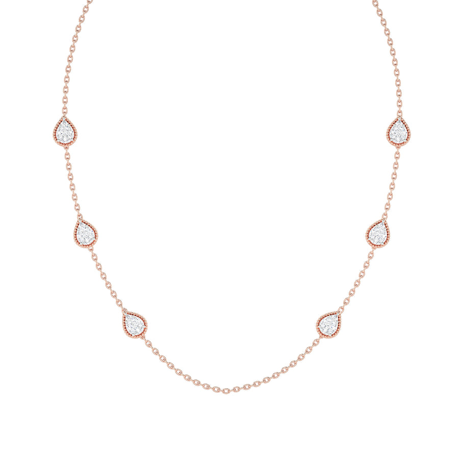 Pear Diamond Station Necklace