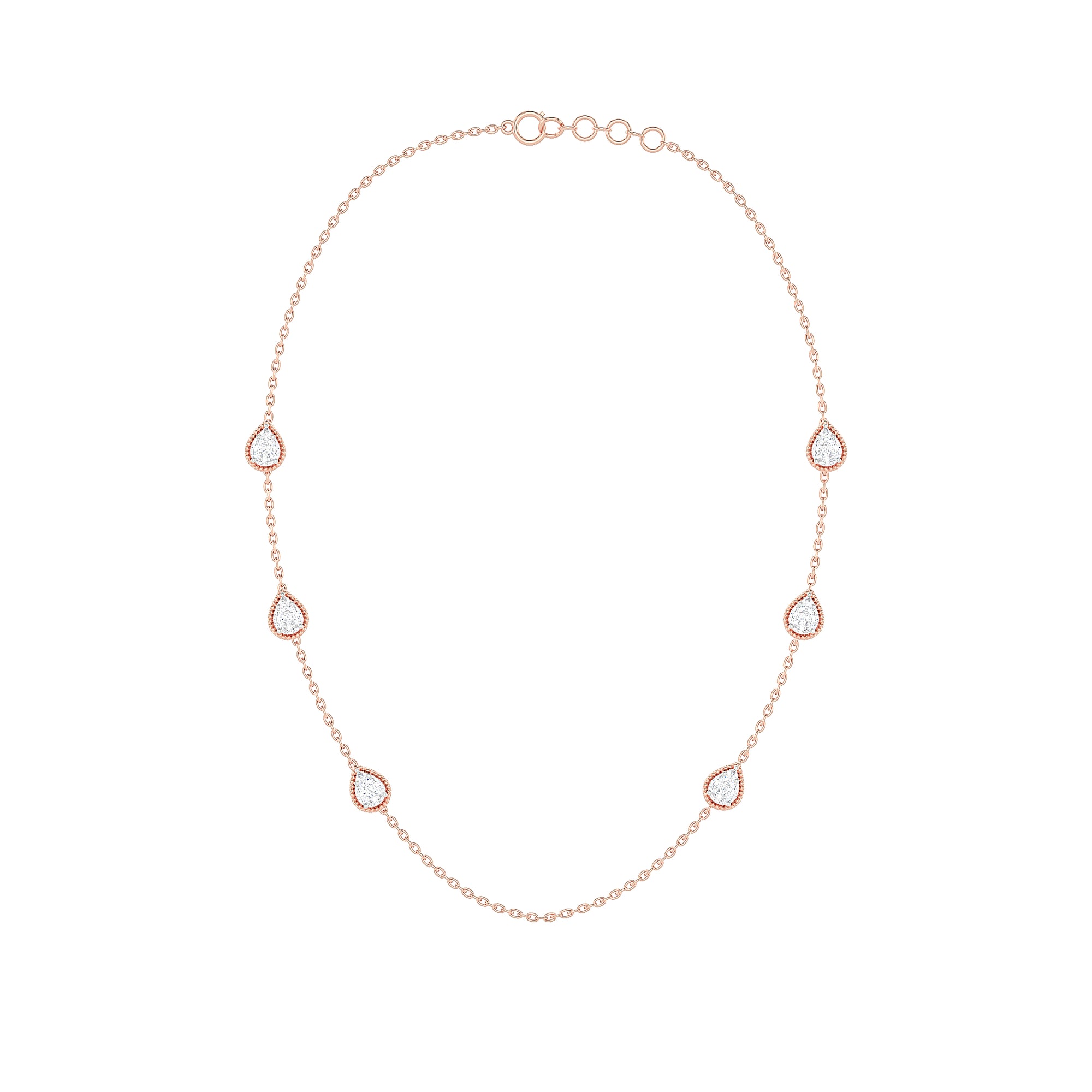 Pear Diamond Station Necklace
