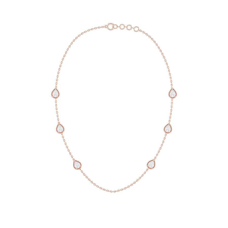 Pear Diamond Station Necklace