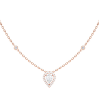 Pear Diamond Cluster Halo Necklace with Diamond Stations
