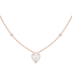 Pear Diamond Cluster Halo Necklace with Diamond Stations