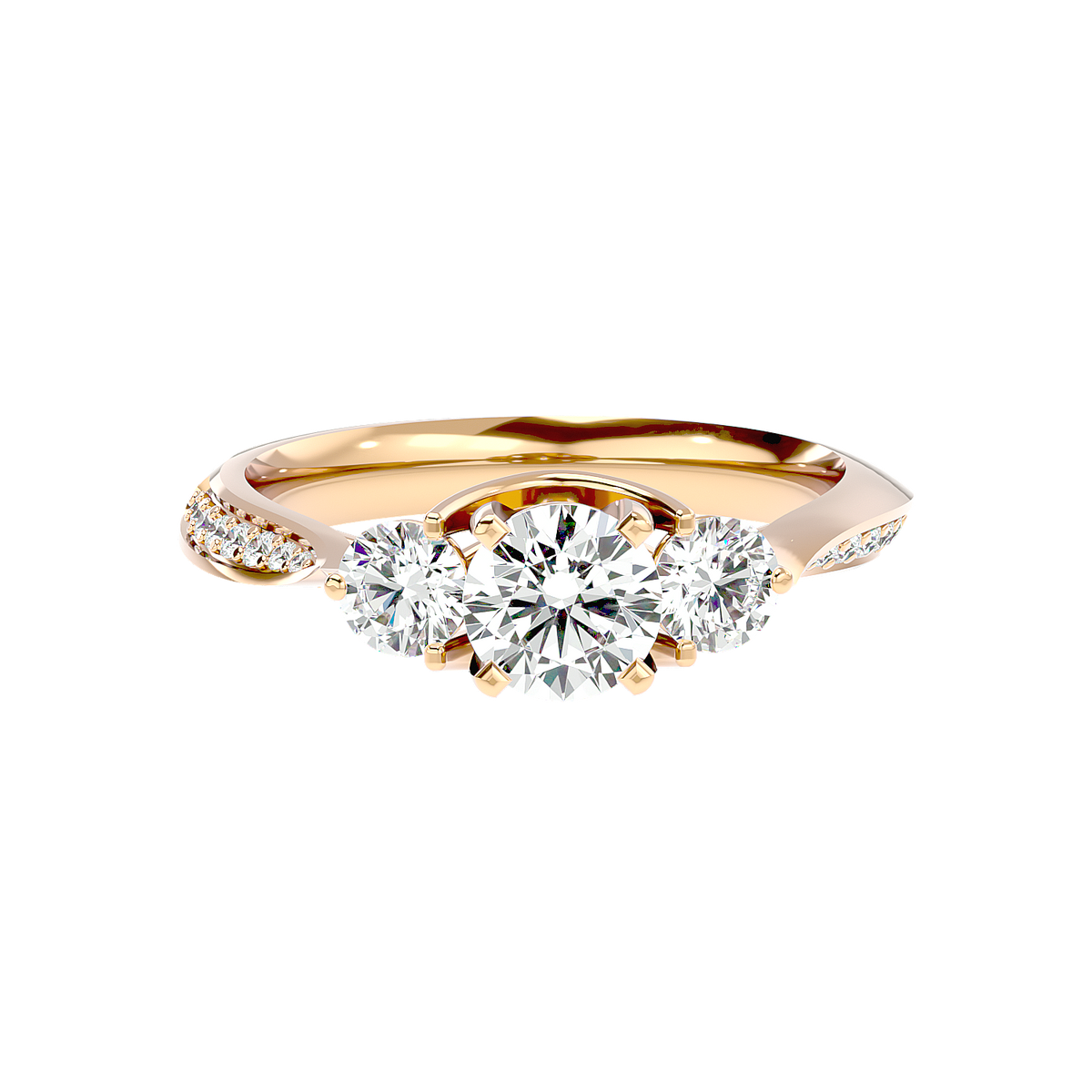 Three Stone Trellis Diamond Ring