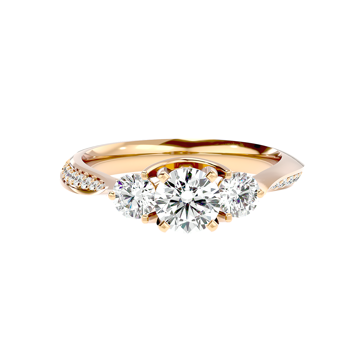 Three Stone Trellis Diamond Ring