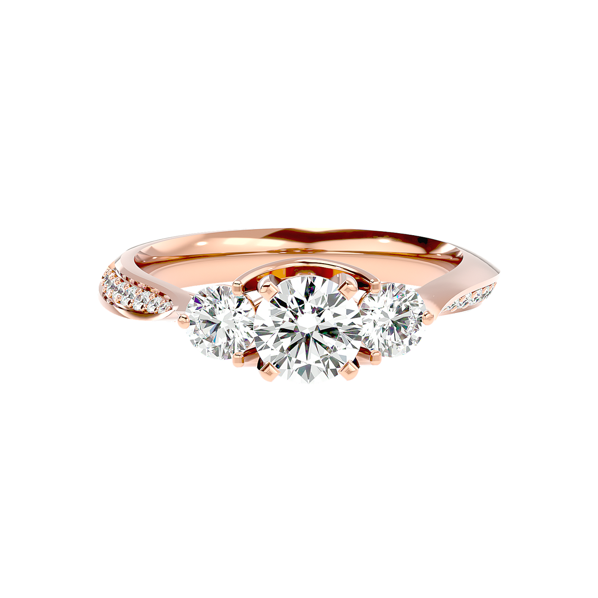 Three Stone Trellis Diamond Ring