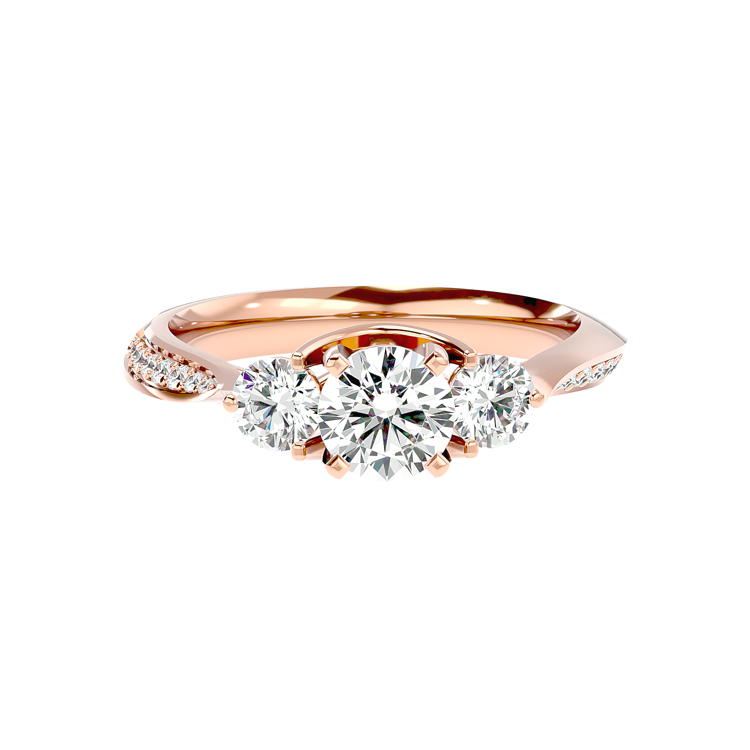 Three Stone Trellis Diamond Ring