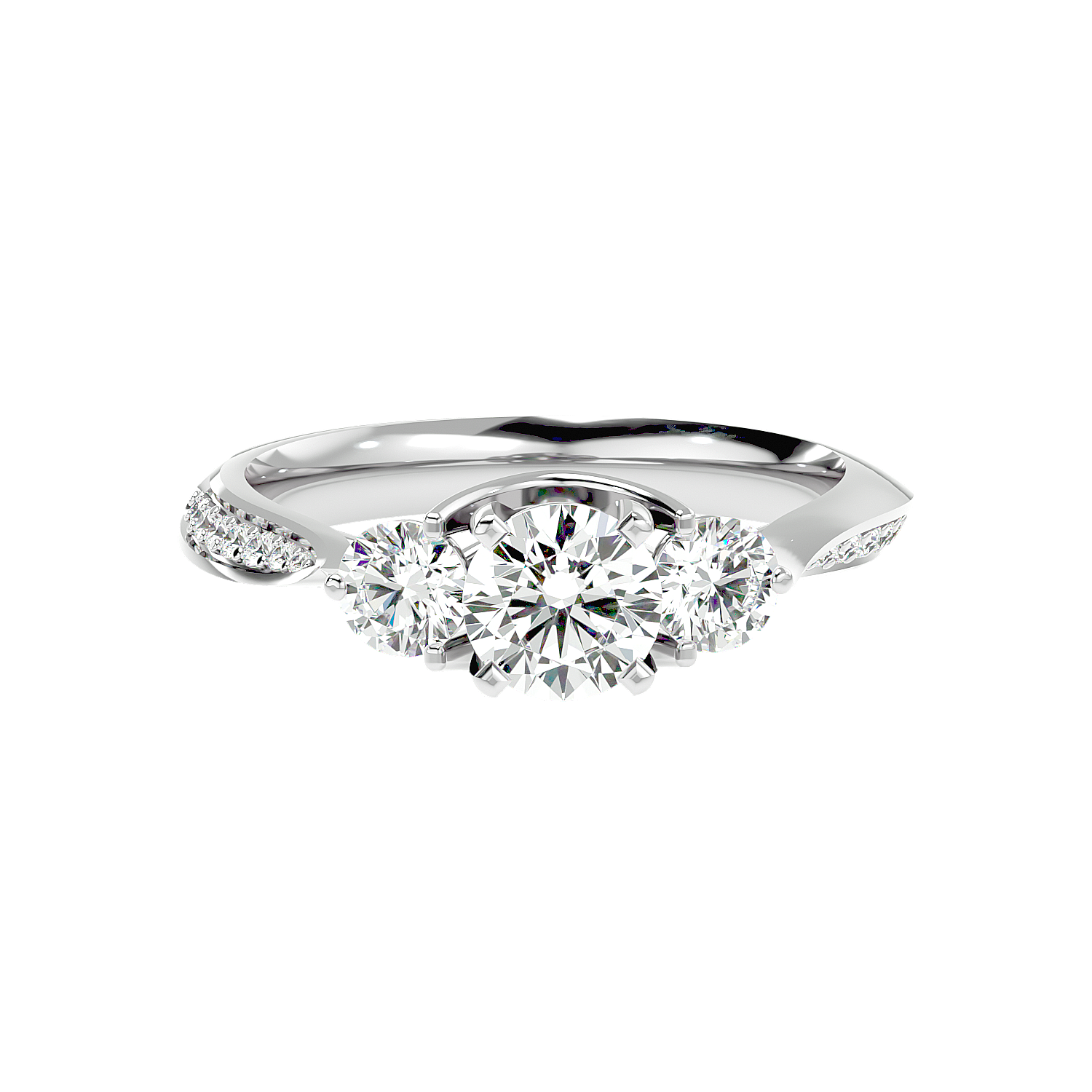 Three Stone Trellis Diamond Ring