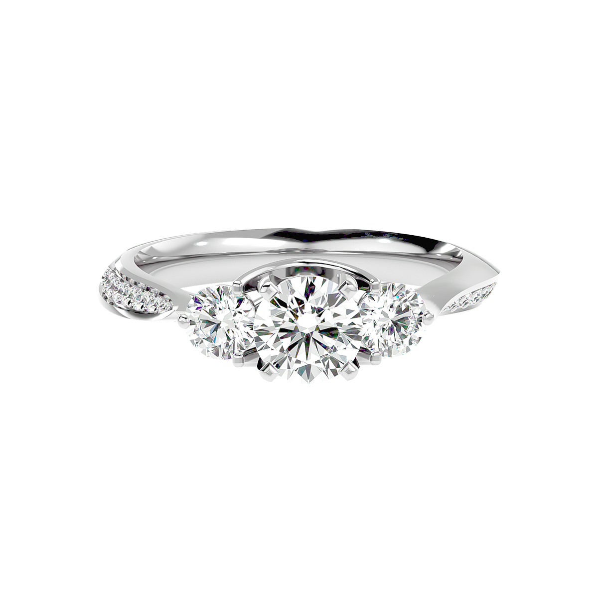 Three Stone Trellis Diamond Ring