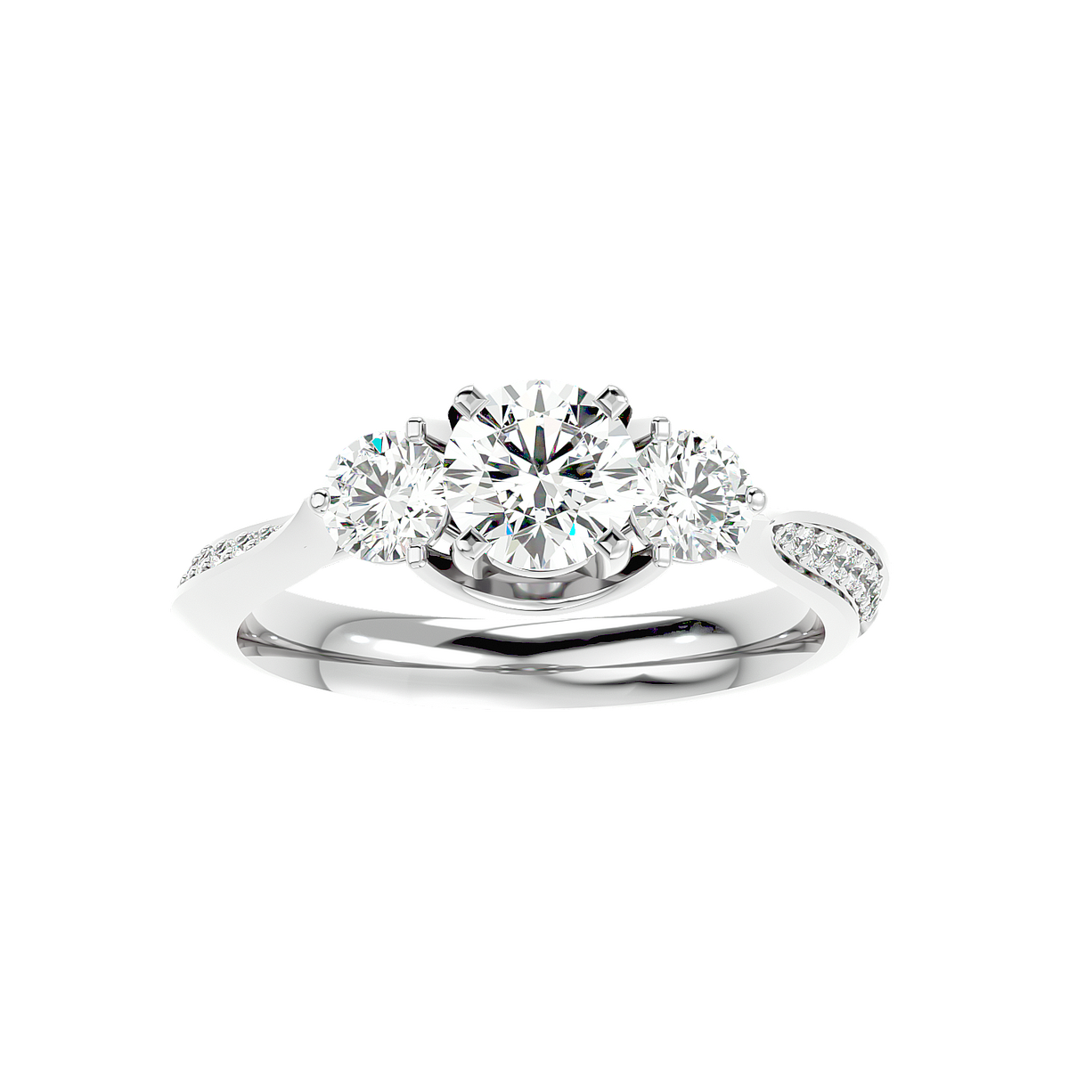 Three Stone Trellis Diamond Ring