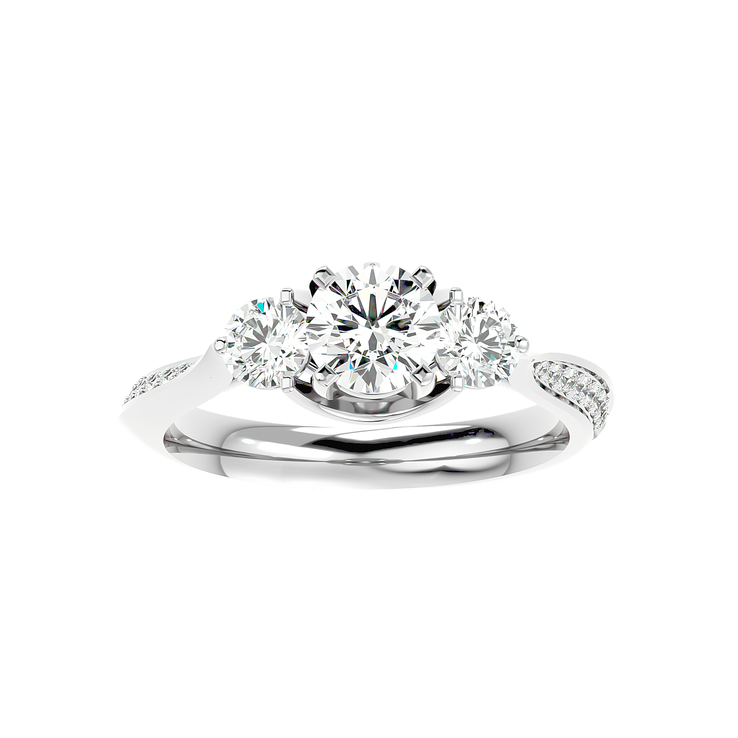 Three Stone Trellis Diamond Ring