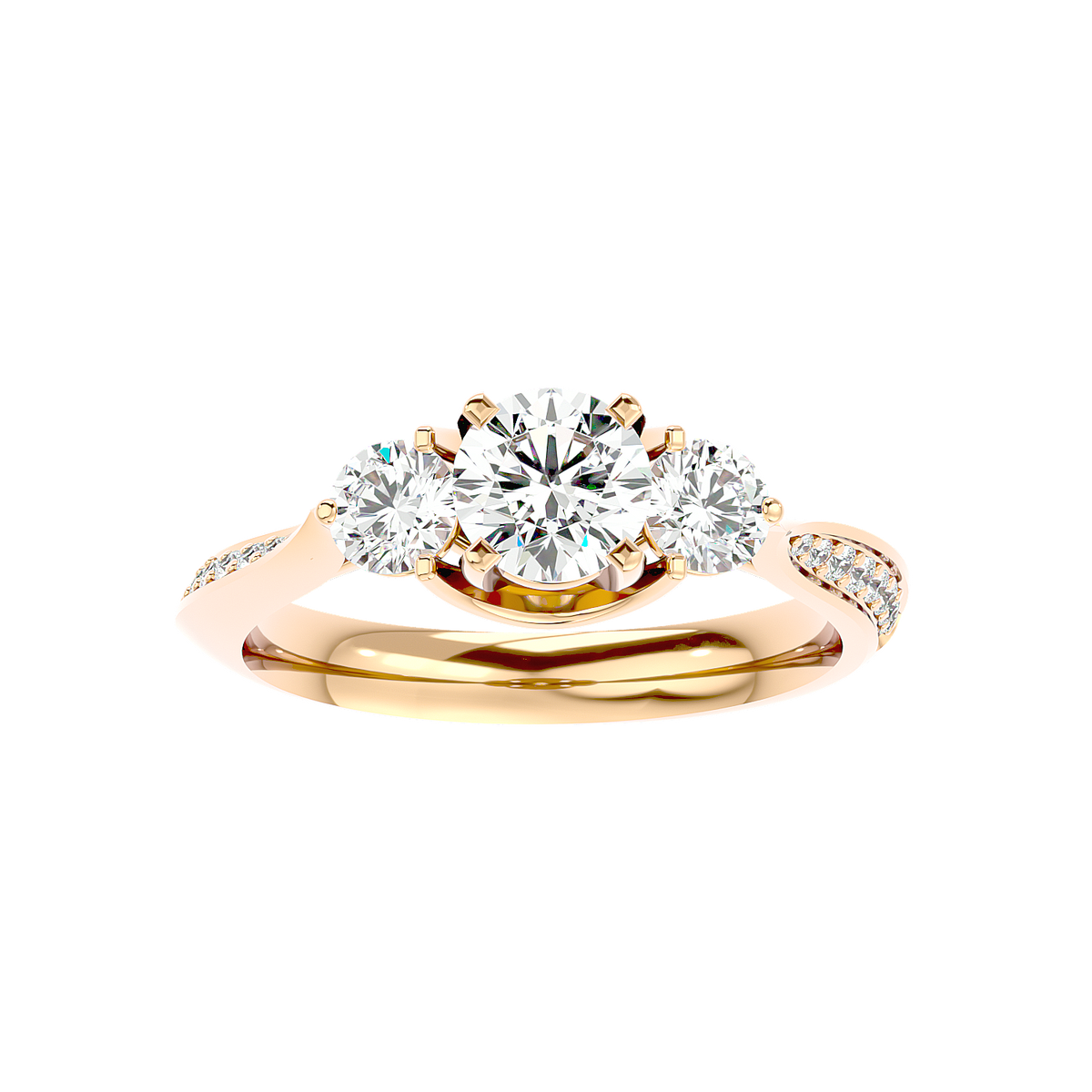 Three Stone Trellis Diamond Ring