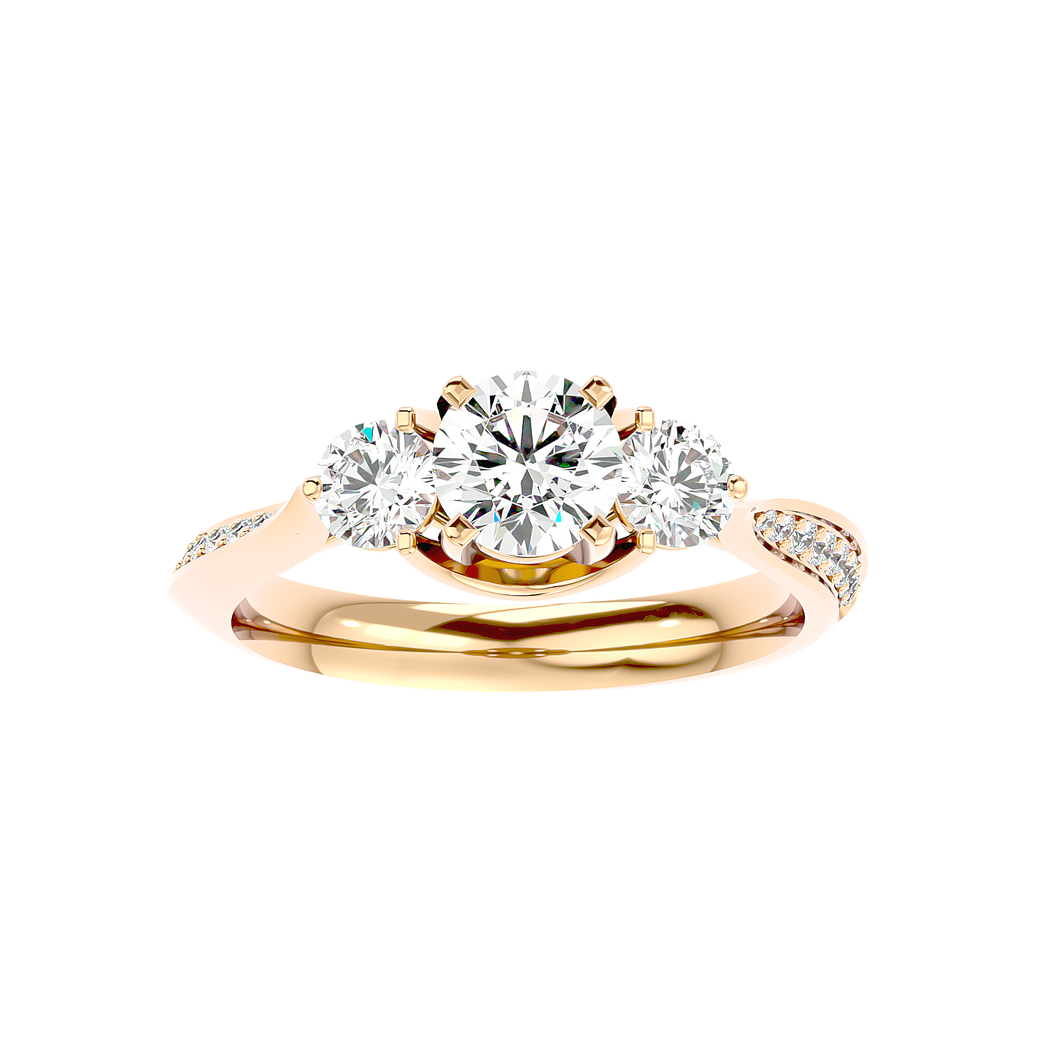Three Stone Trellis Diamond Ring