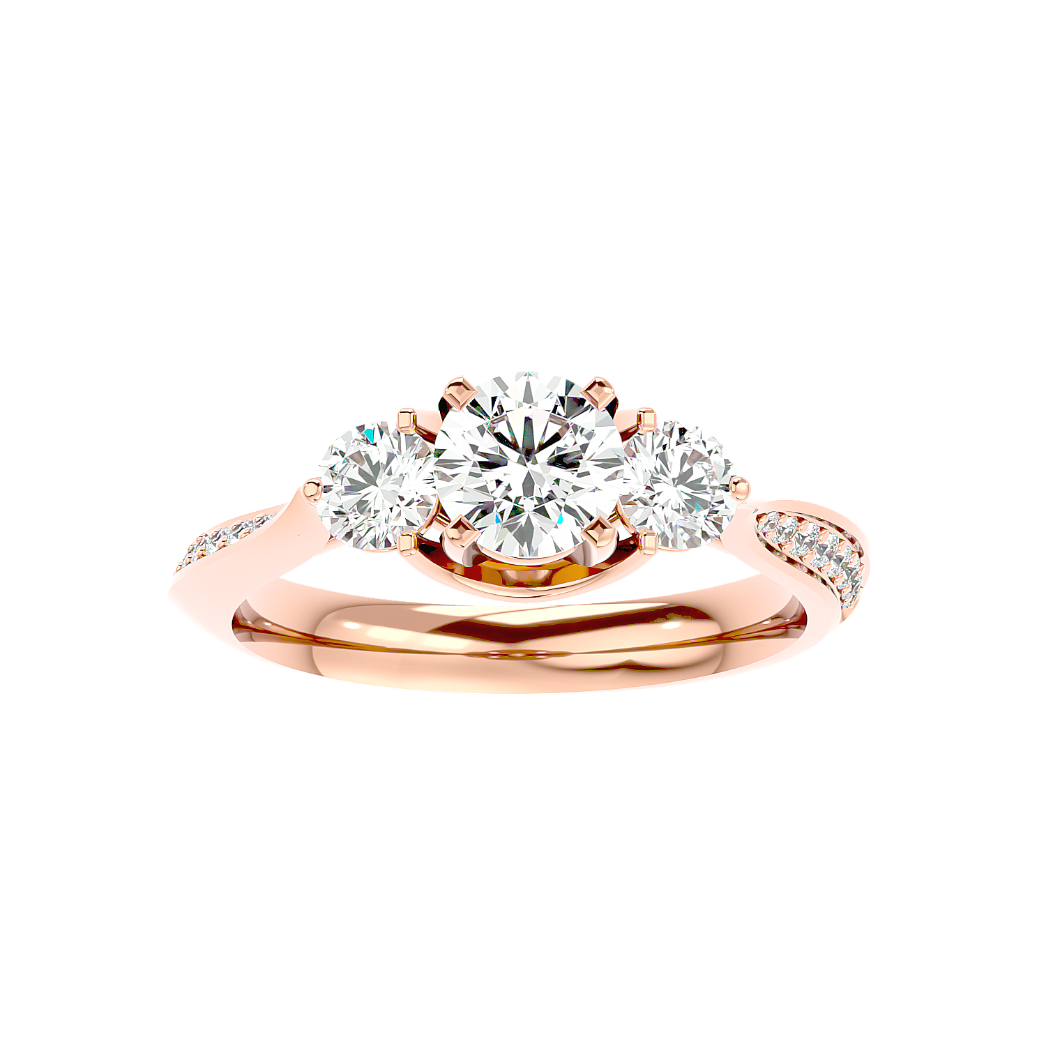 Three Stone Trellis Diamond Ring