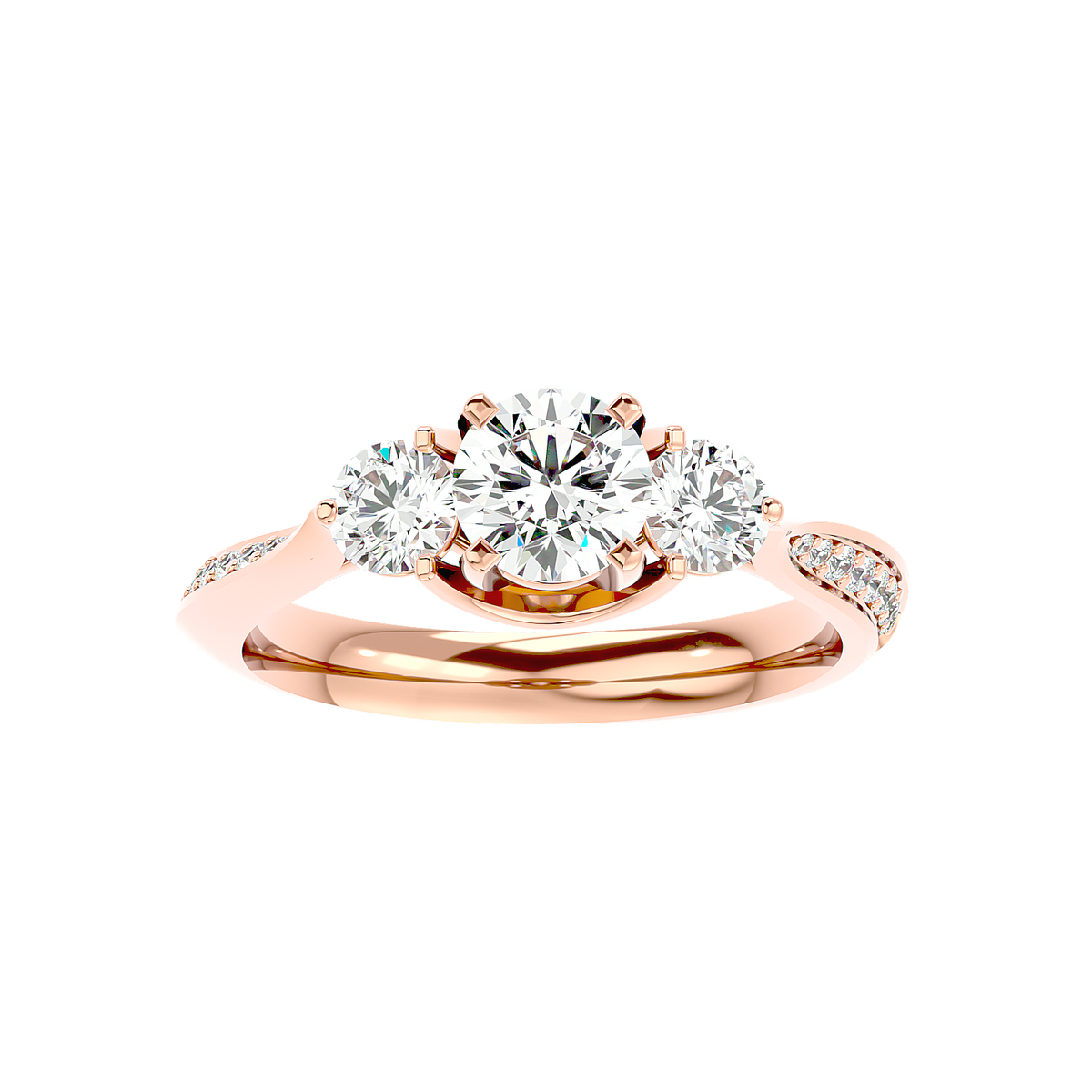 Three Stone Trellis Diamond Ring