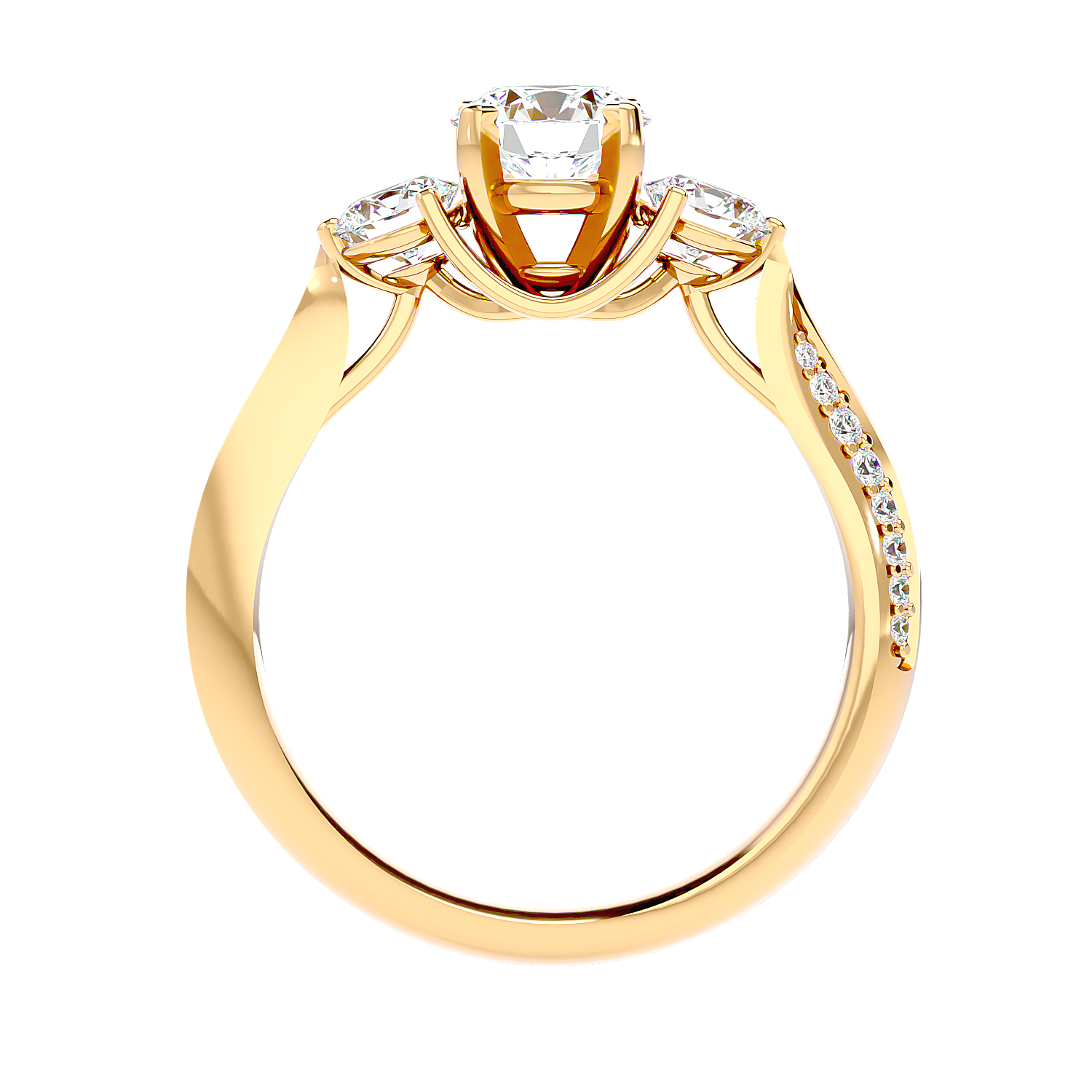 Three Stone Trellis Diamond Ring