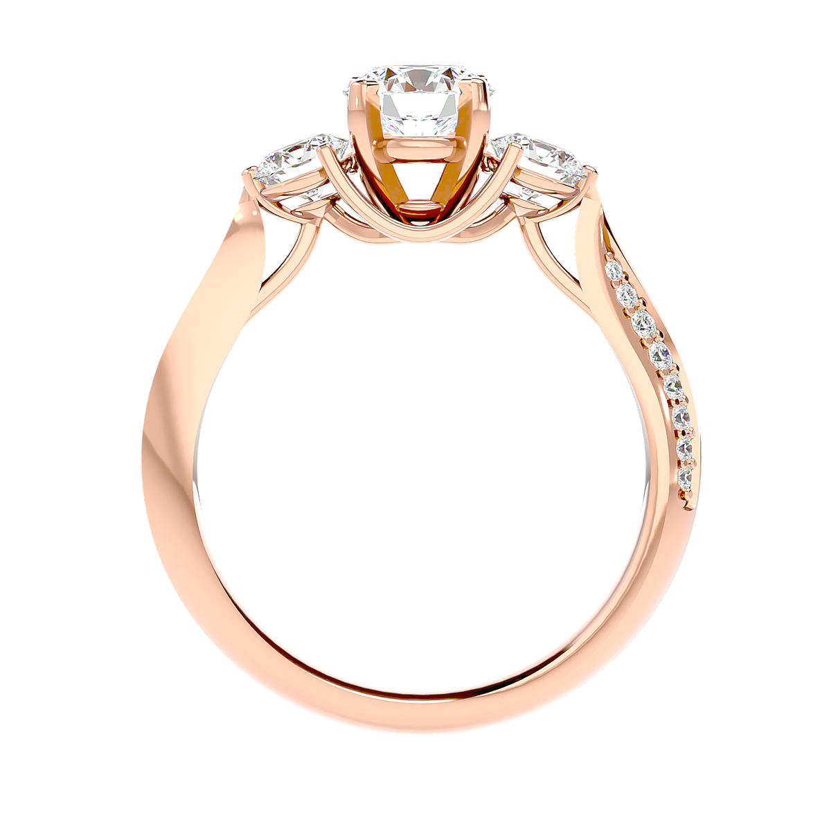Three Stone Trellis Diamond Ring