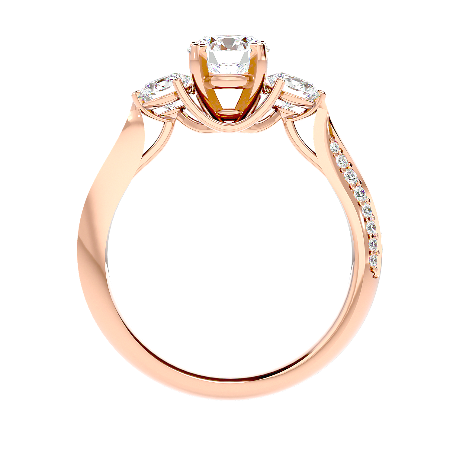 Three Stone Trellis Diamond Ring