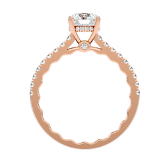 Elegant Gold Solitaire Diamond Ring with Pavé Diamond Band