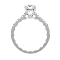 Elegant Gold Solitaire Diamond Ring with Pavé Diamond Band