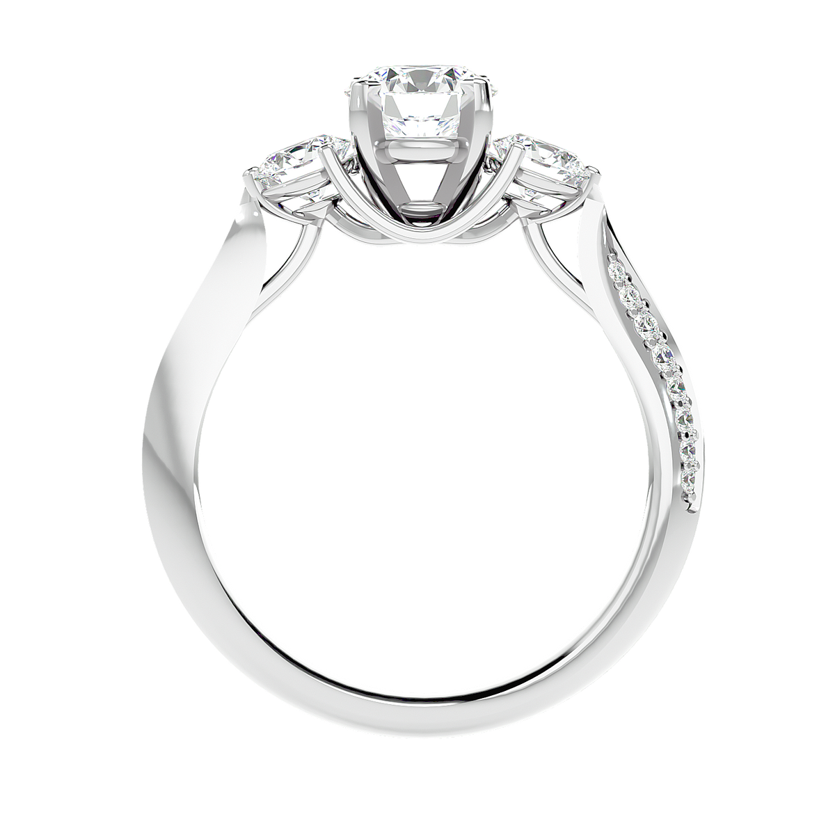 Three Stone Trellis Diamond Ring