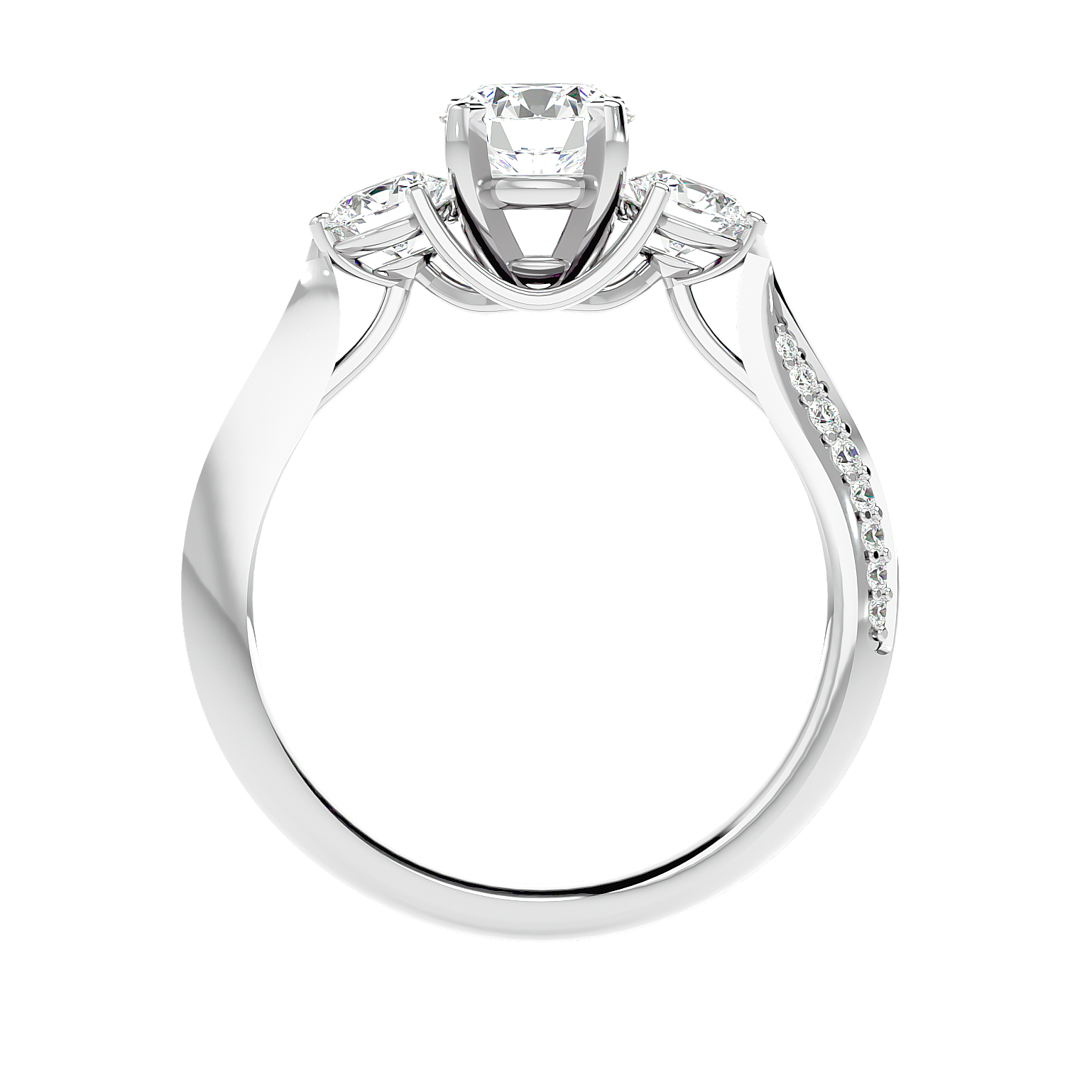 Three Stone Trellis Diamond Ring