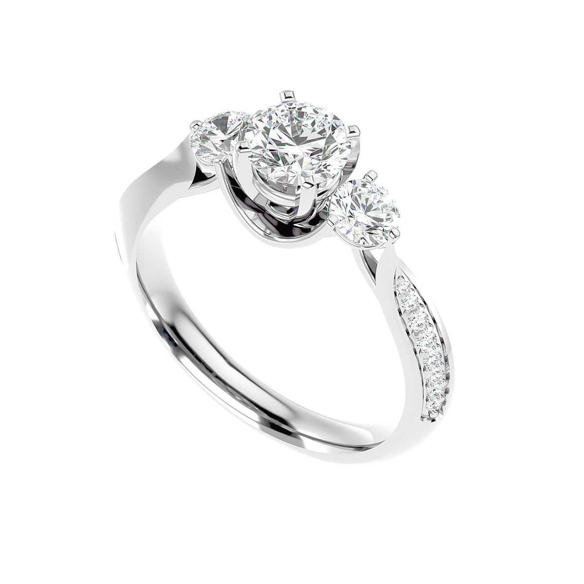 Three Stone Trellis Diamond Ring