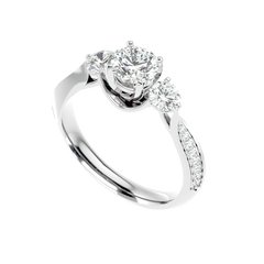Three Stone Trellis Diamond Ring