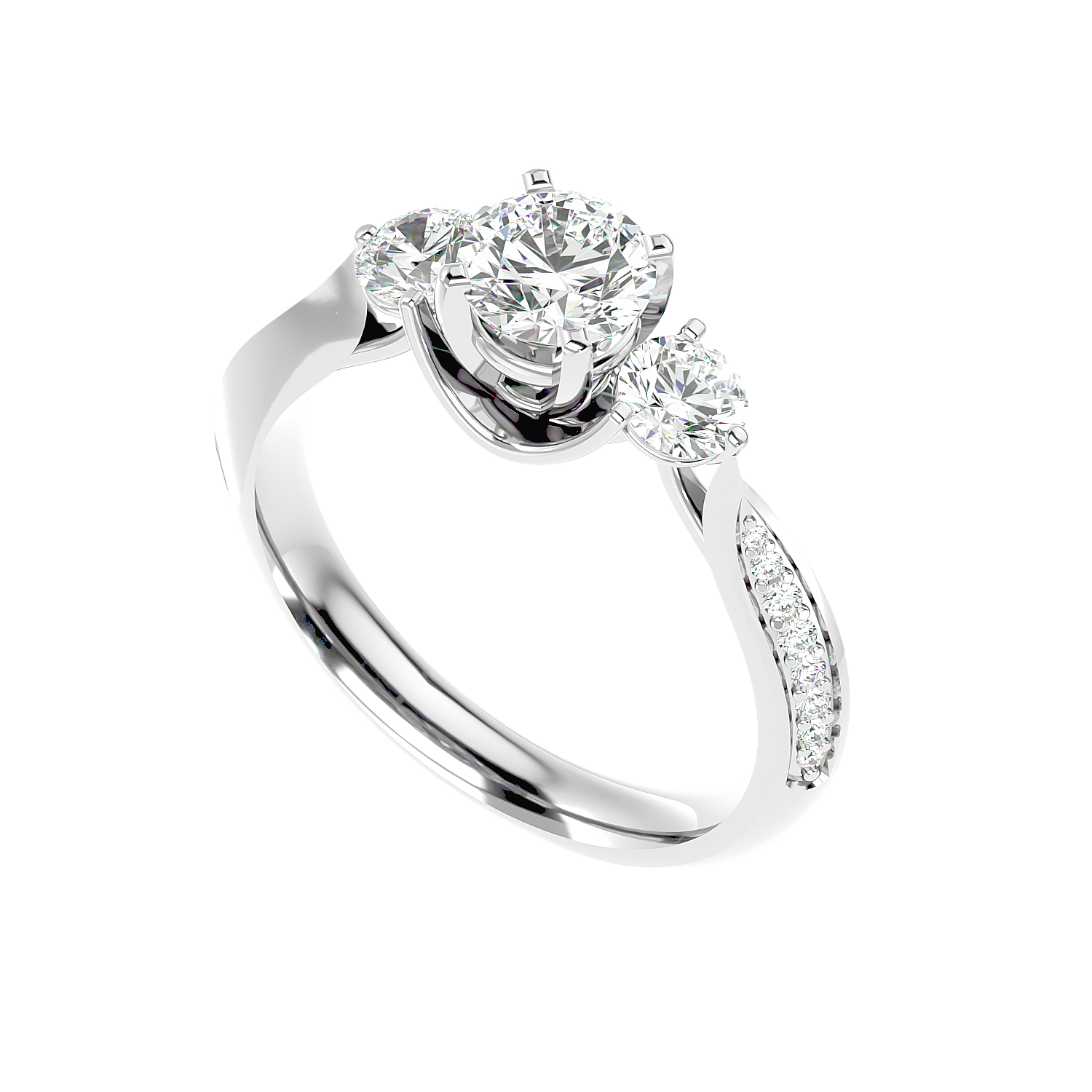 Three Stone Trellis Diamond Ring