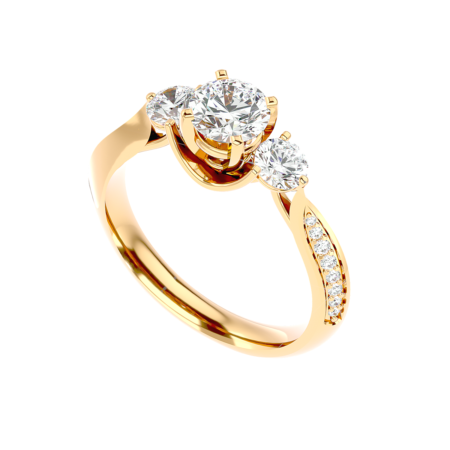 Three Stone Trellis Diamond Ring