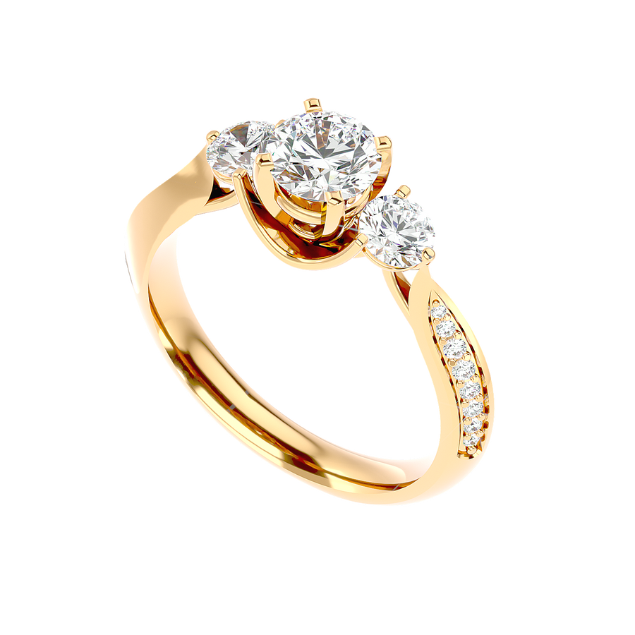 Three Stone Trellis Diamond Ring
